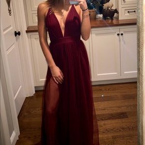 Wine red prom dress